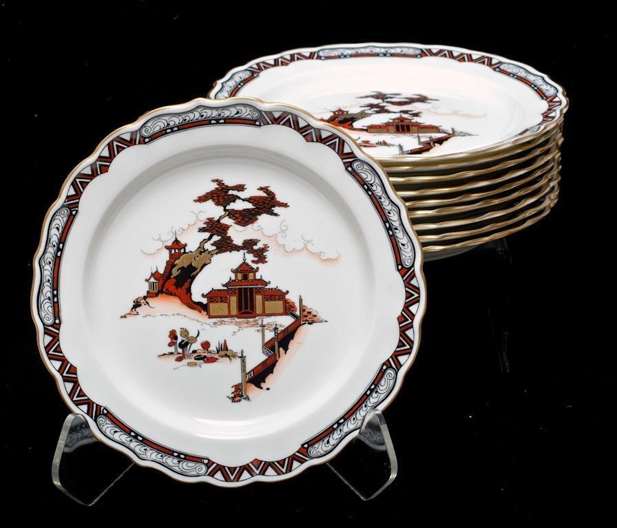 Royal Worcester Japanese Motif Porcelain Luncheon Plates 9\