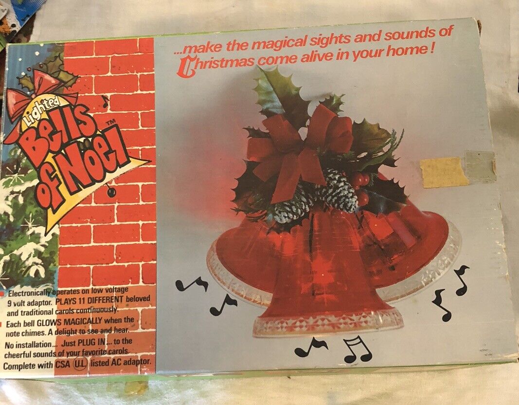 1979 Electric Vintage Lighted Bells Of Noel In Original Box-Works