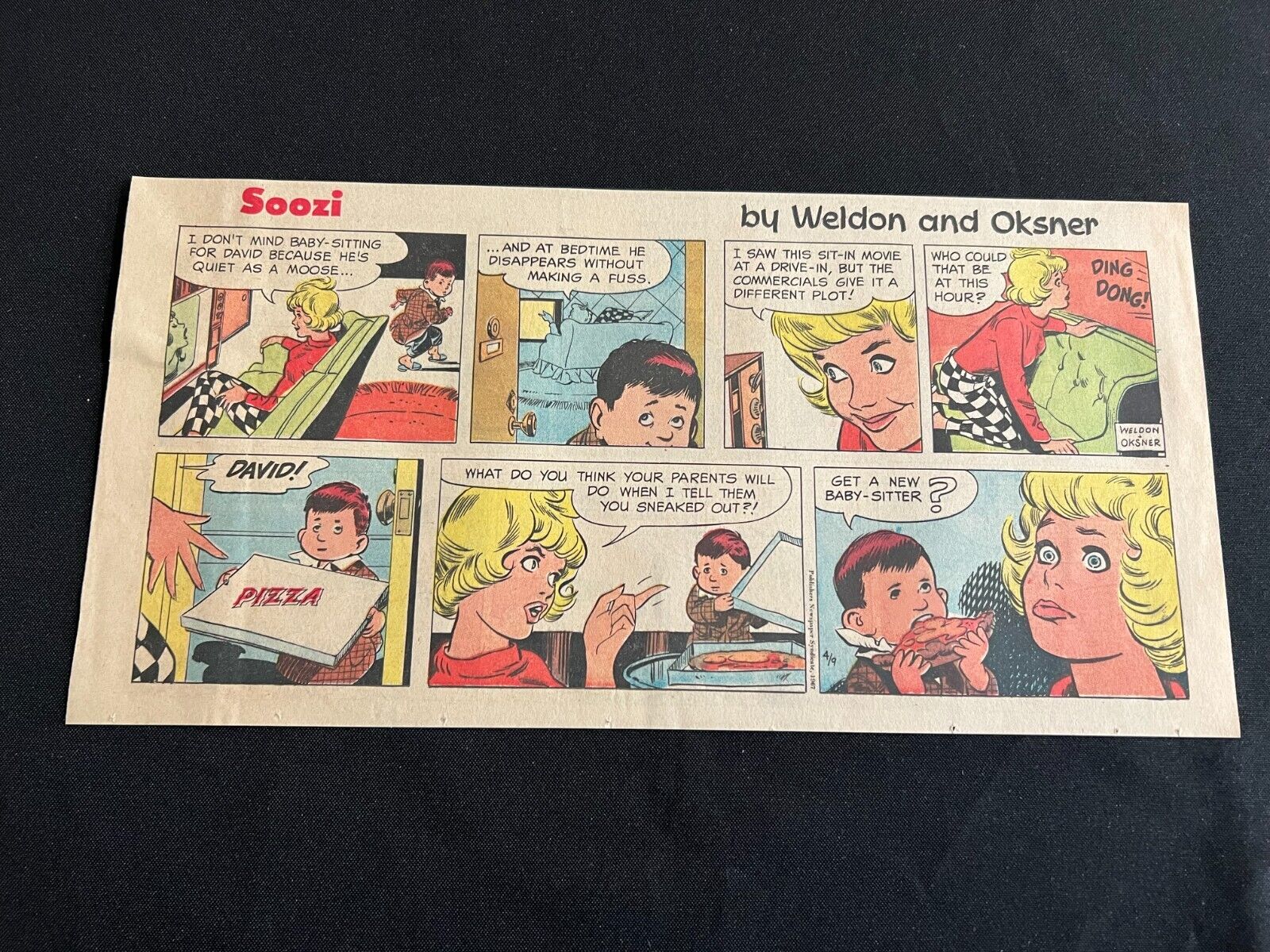 #01a SOOZI by Bob Oksner & Don Weldon Lot of 3 Sunday Third Page Strips 1967