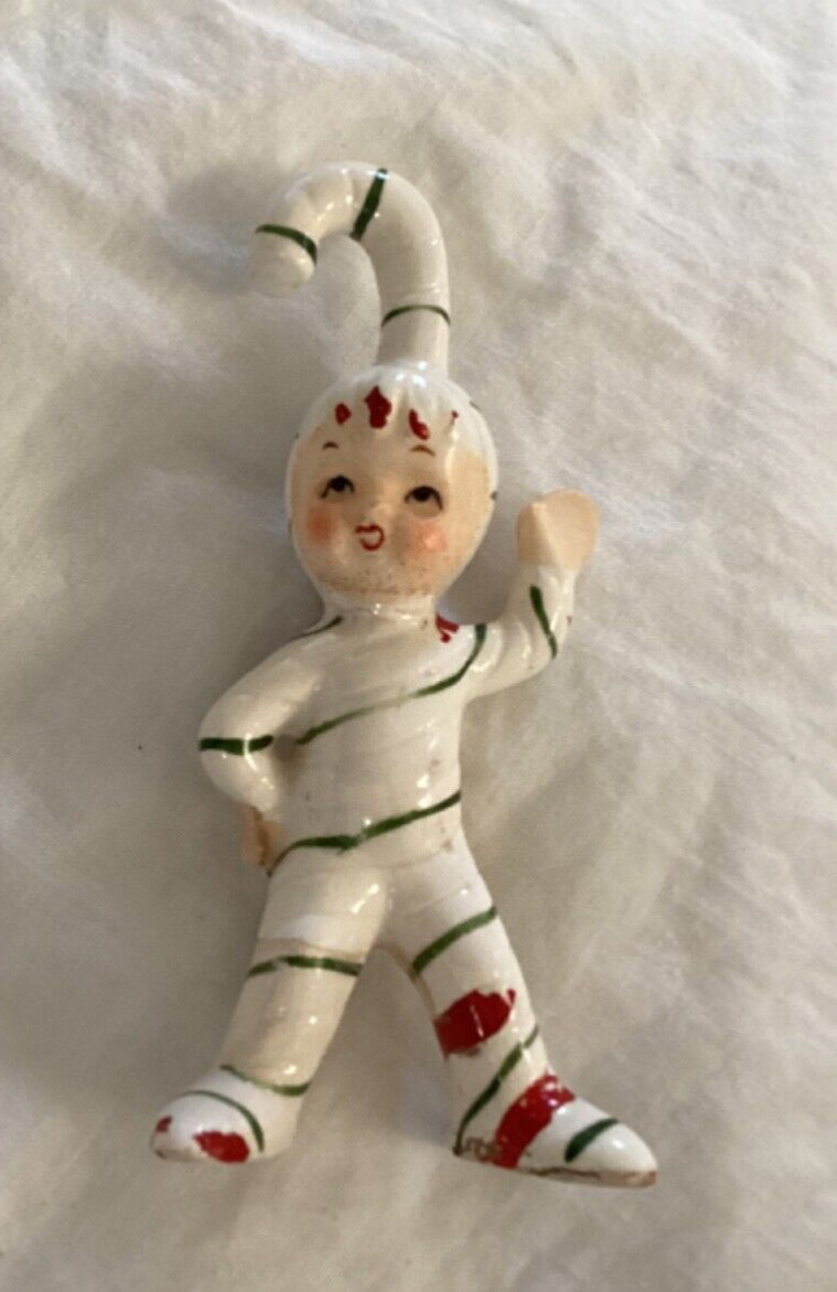 Geo Z Lefton Candy Cane Kid Pixie Elf Christmas Japan Figurine Vtg Repaired
