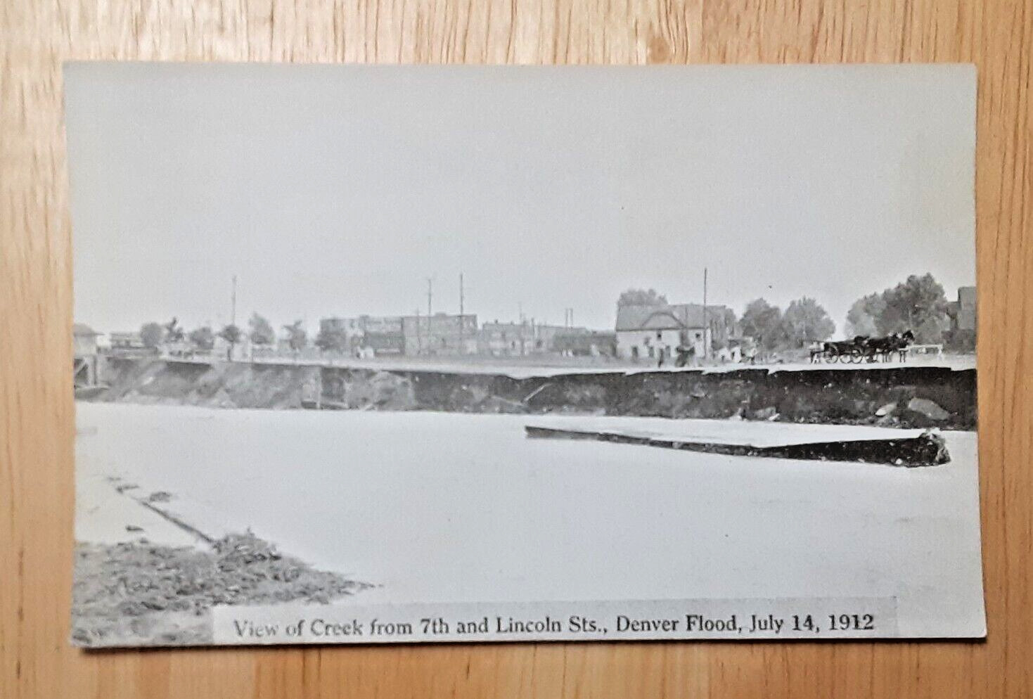 Postcard CO Denver Colorado 1912 Flood  View of Creek From 7th & Lincoln Streets