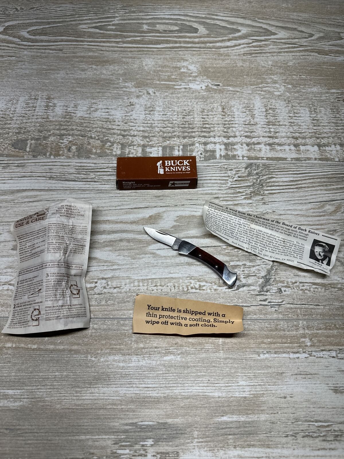 NOS Vintage 1990 Buck 505 Knight USA Lockback Folding Pocket Knife Mint In Box