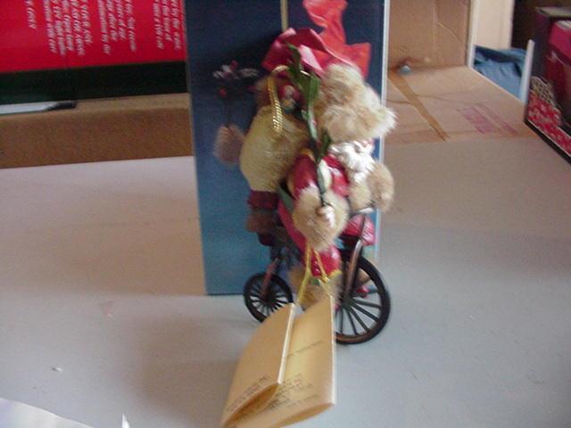 FABRICHE SANTA ON BICYCLE ORNAMENT 1991 KURT S ADLER PREOWNED IN BOX