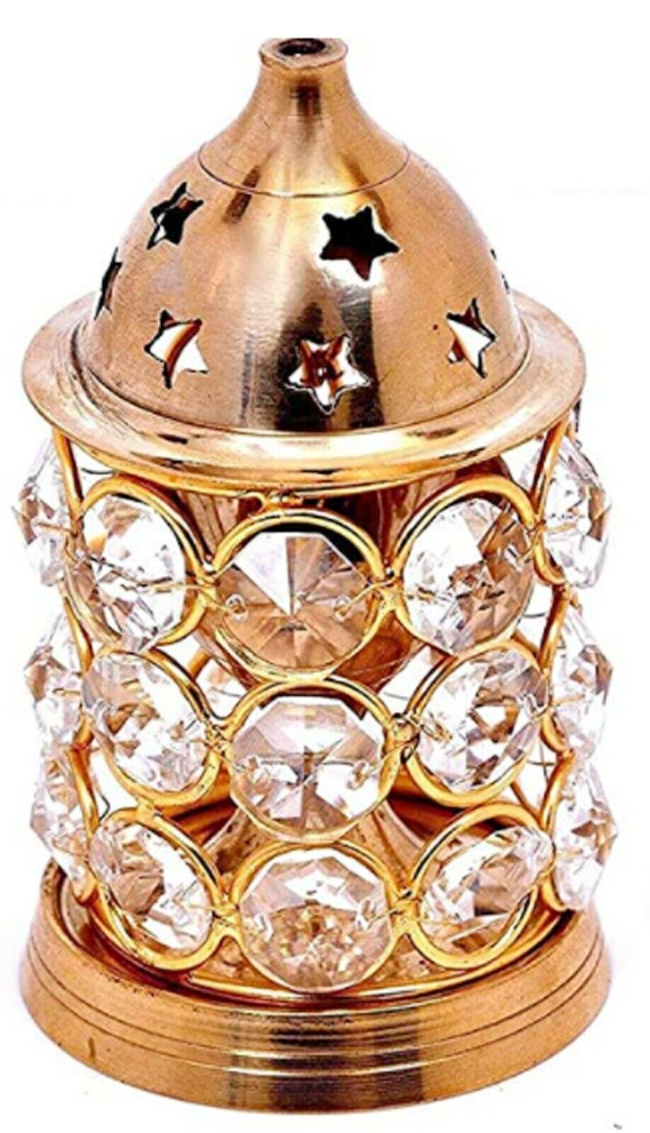 Akhand Diya Decorative Brass Crystal Oil Lamp Decorative Oil Lamp Pillar Shape
