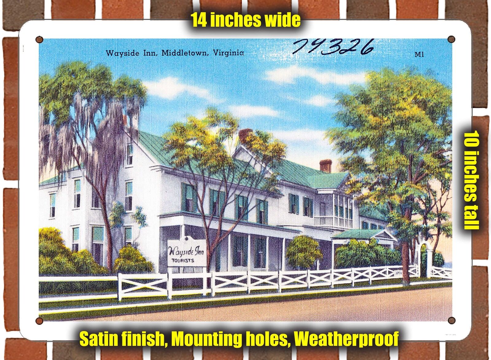 METAL SIGN - Virginia Postcard - Wayside Inn, Middletown, Virginia