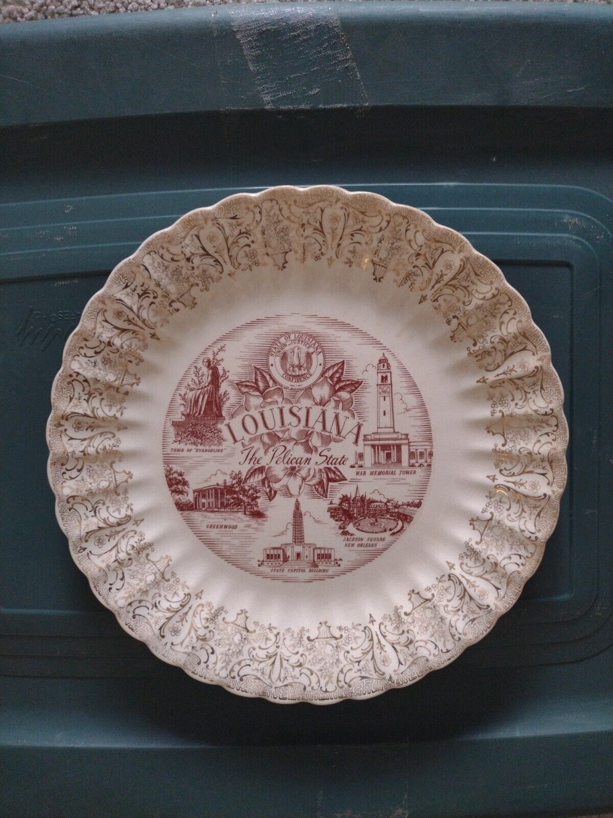 Vintage State Plate Louisiana The Pelican State