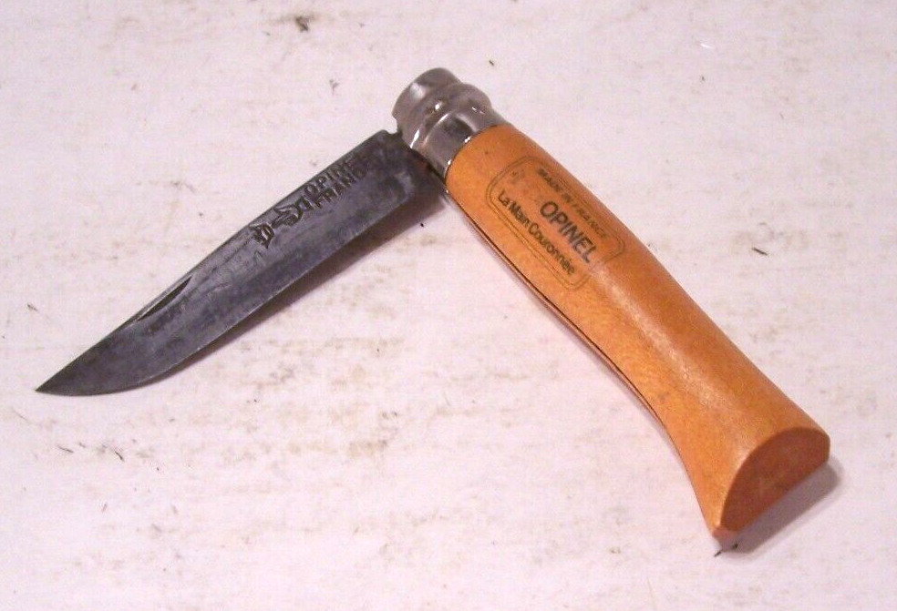 Vintage OPINEL France No. 6 Beech Wood Handle Folding Pocket Knife