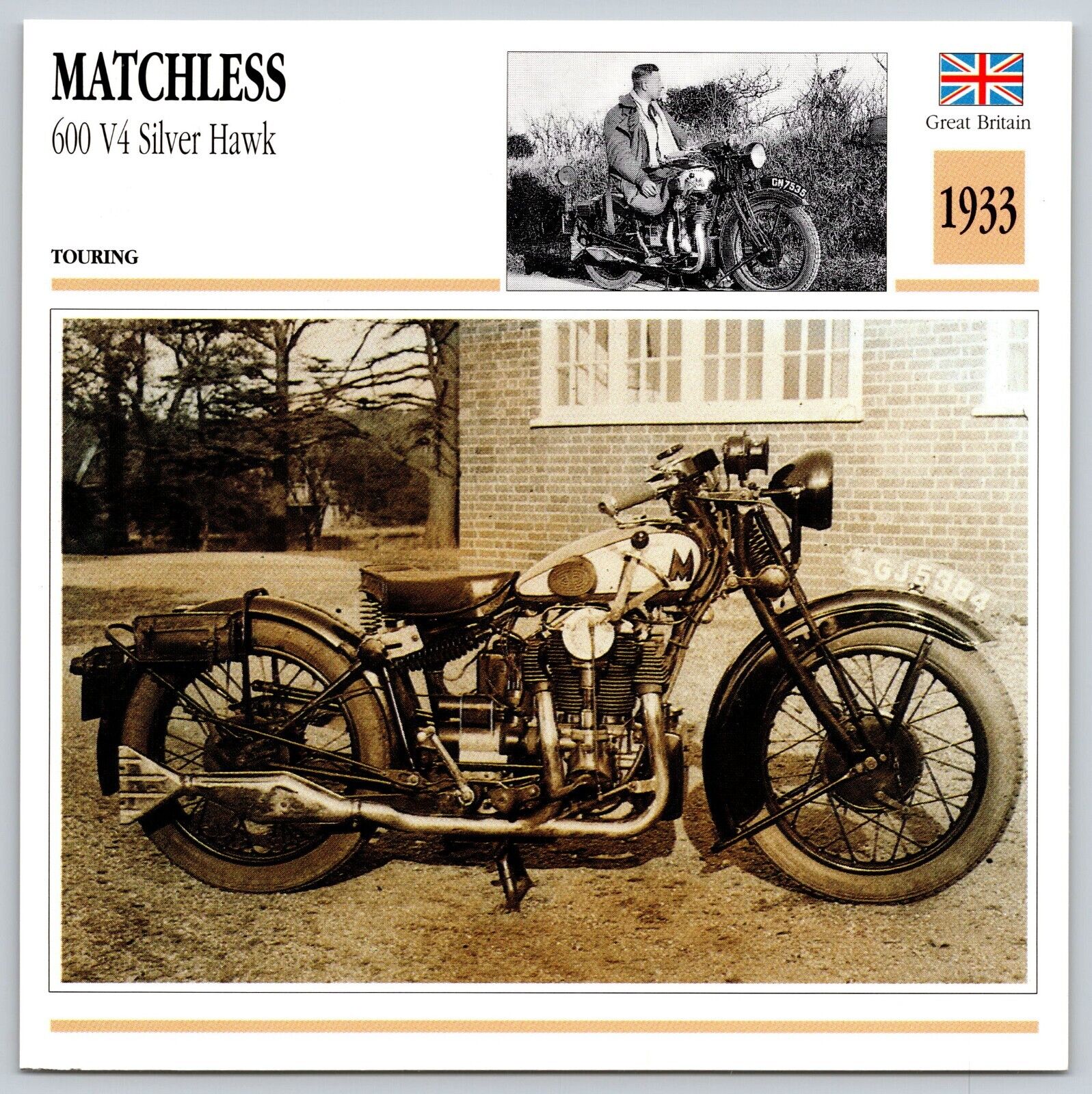 Matchless 600 V4 Silver Hawk Great Britain Edito Service Atlas Motorcycle Card
