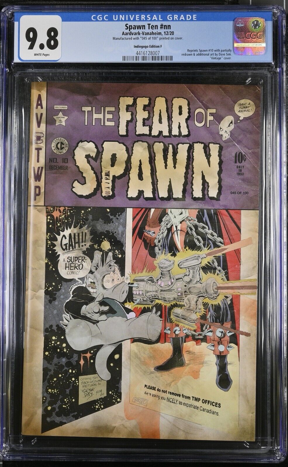 SPAWN TEN REMASTERED INDIEGOGO EDITION F #45 OF 100 CGC 9.8 EXTREMELY RARE HTF