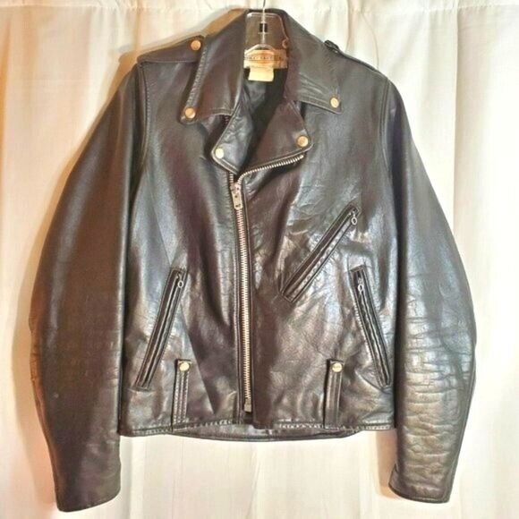 Vintage 1960s Harley Davidson Leather Jacket Cycle Champ Size 38 Small Rare Find