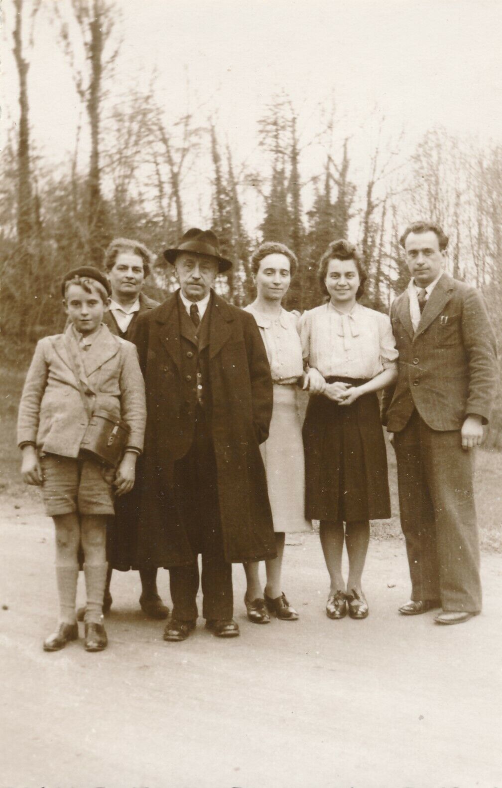 Six People Outside Real Photo Postcard rppc - 1941