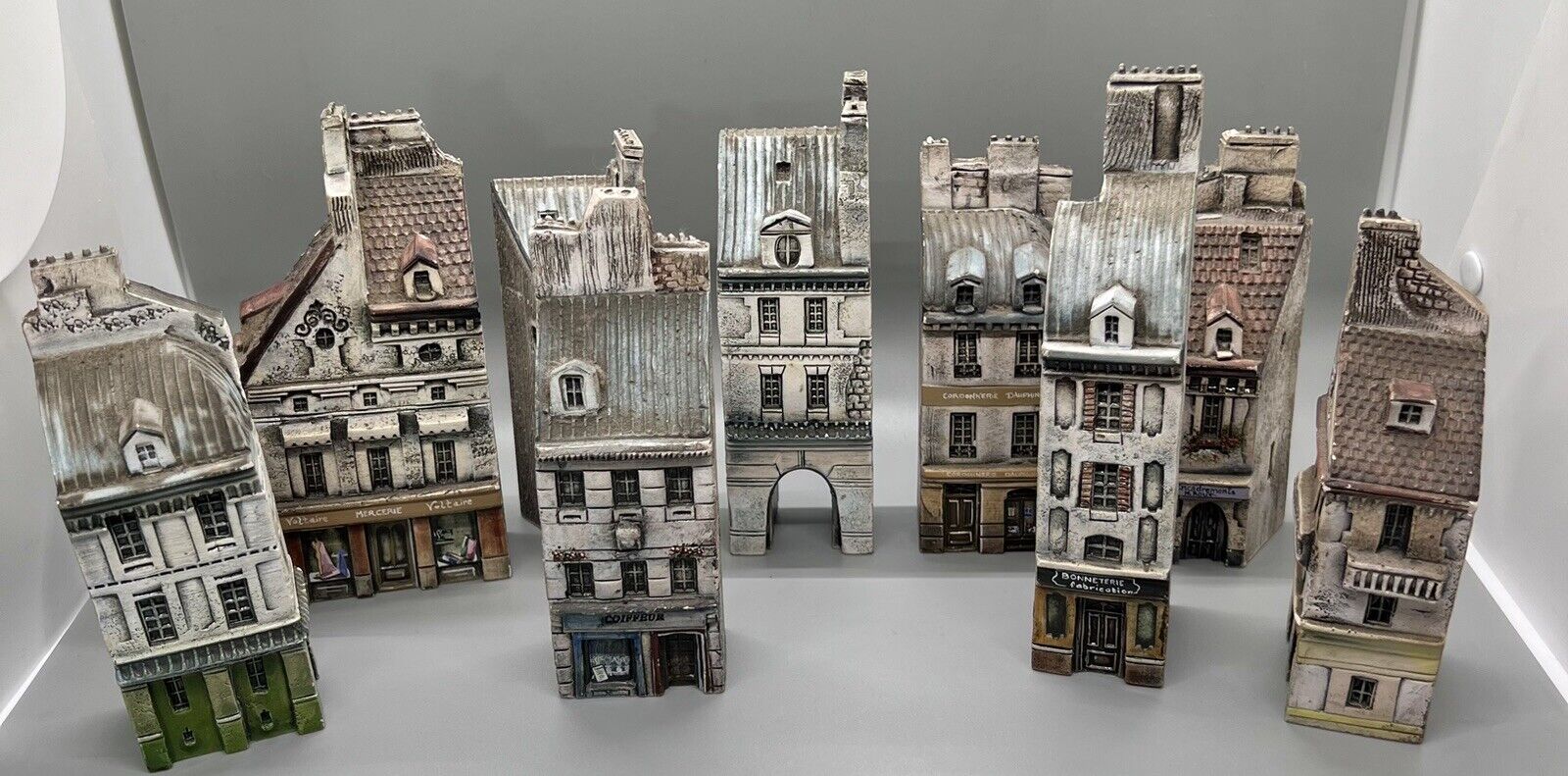 Vintage GAULT Miniature Paris Houses Buildings Shops Lot 9 Signed And Numbered