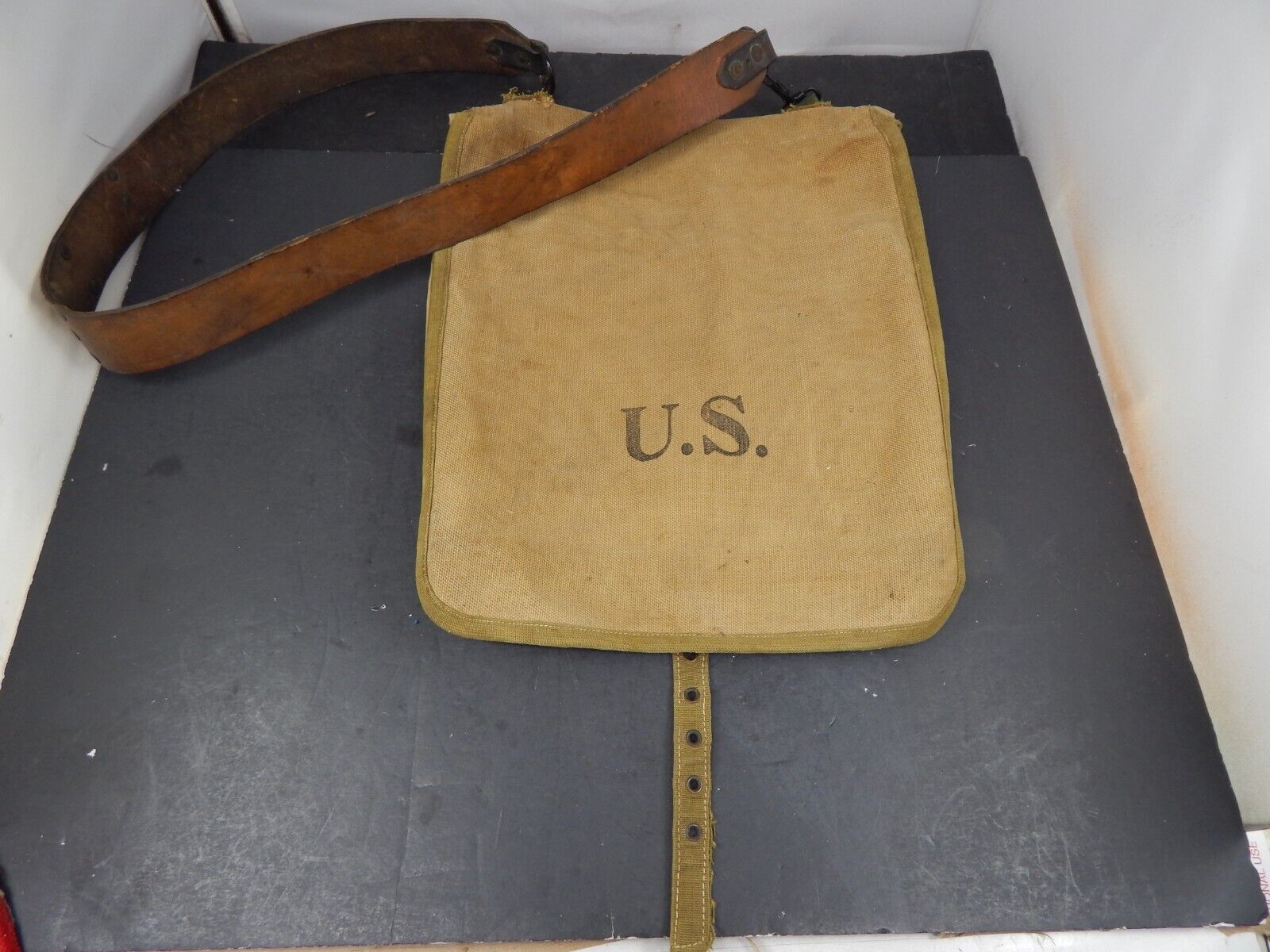 pre-WW1 Span-Am US Army HAVERSACK w/leather strap