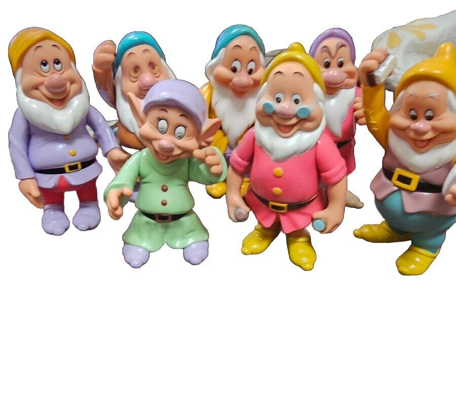 Lot of All 7 Vintage Disney Snow Whites Seven Dwarfs 6” Vinyl Figures MATTEL