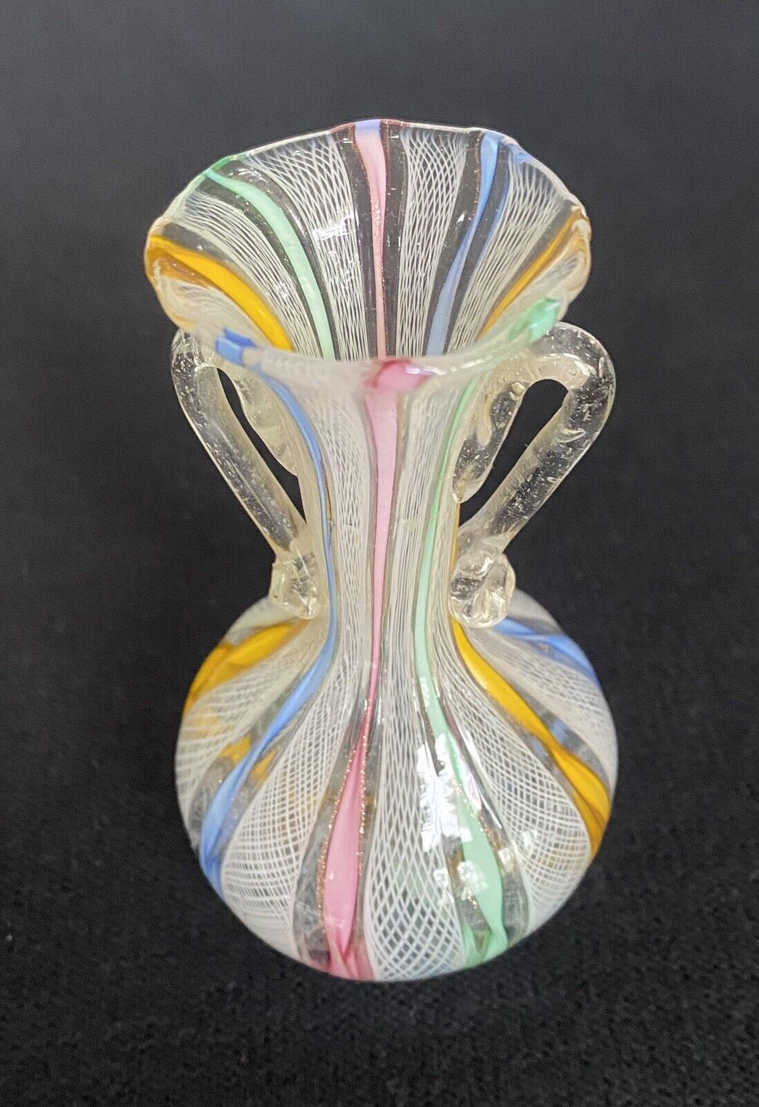 Vintage Murano Venetian Glass Vase Miniature- 4” Tall