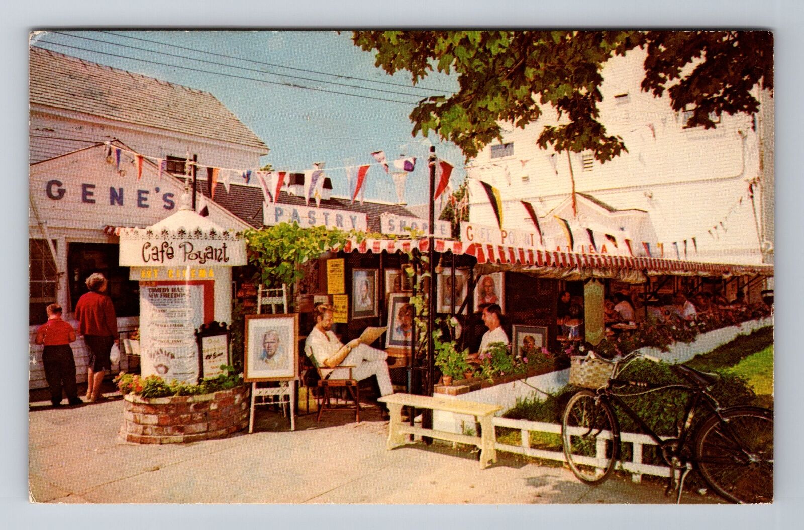 Cape Cod MA-Massachusetts, Sidewalk Café, Antique, Vintage Souvenir Postcard