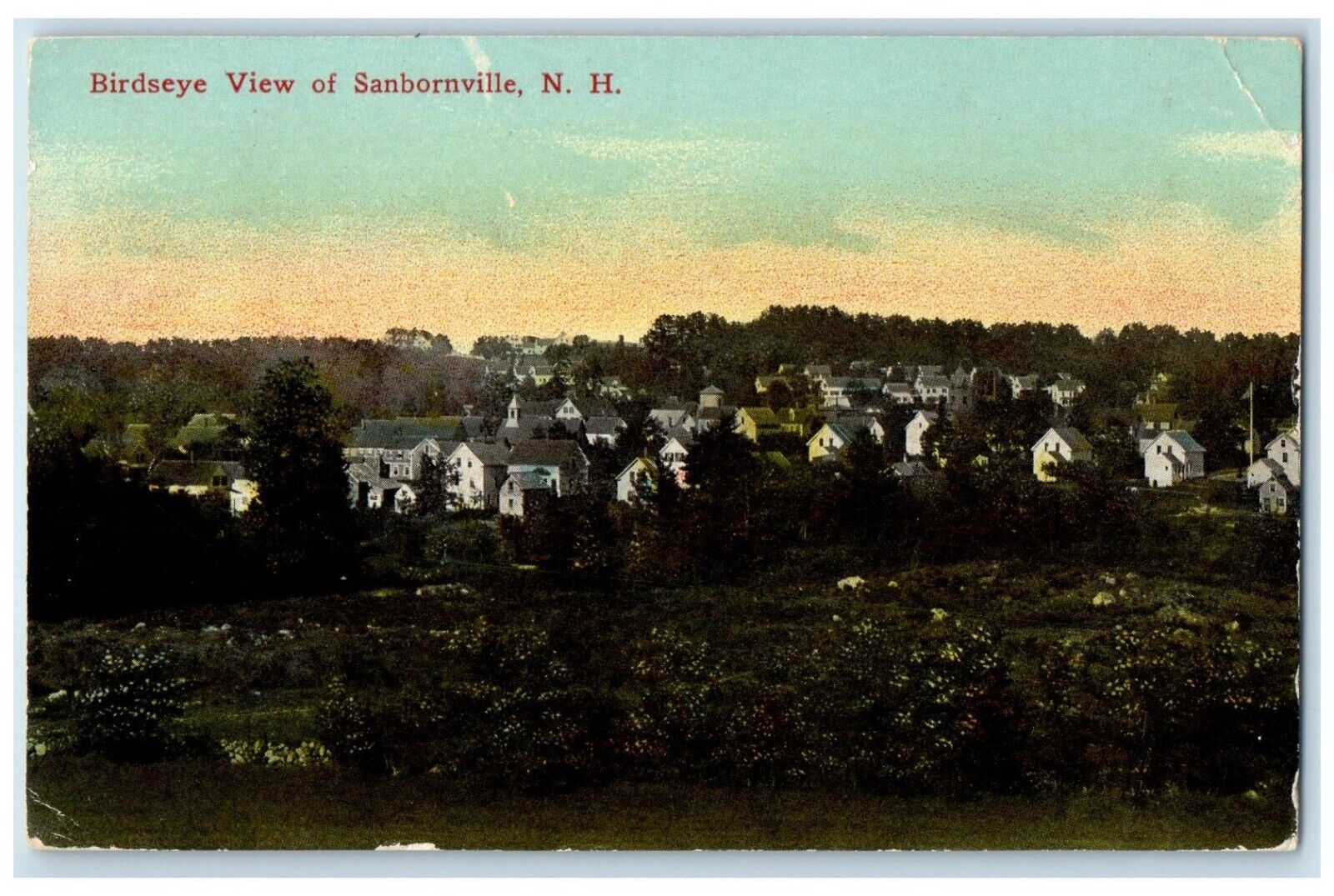 1914 Birds Eye View Exterior View Building Sanbornville New Hampshire Postcard