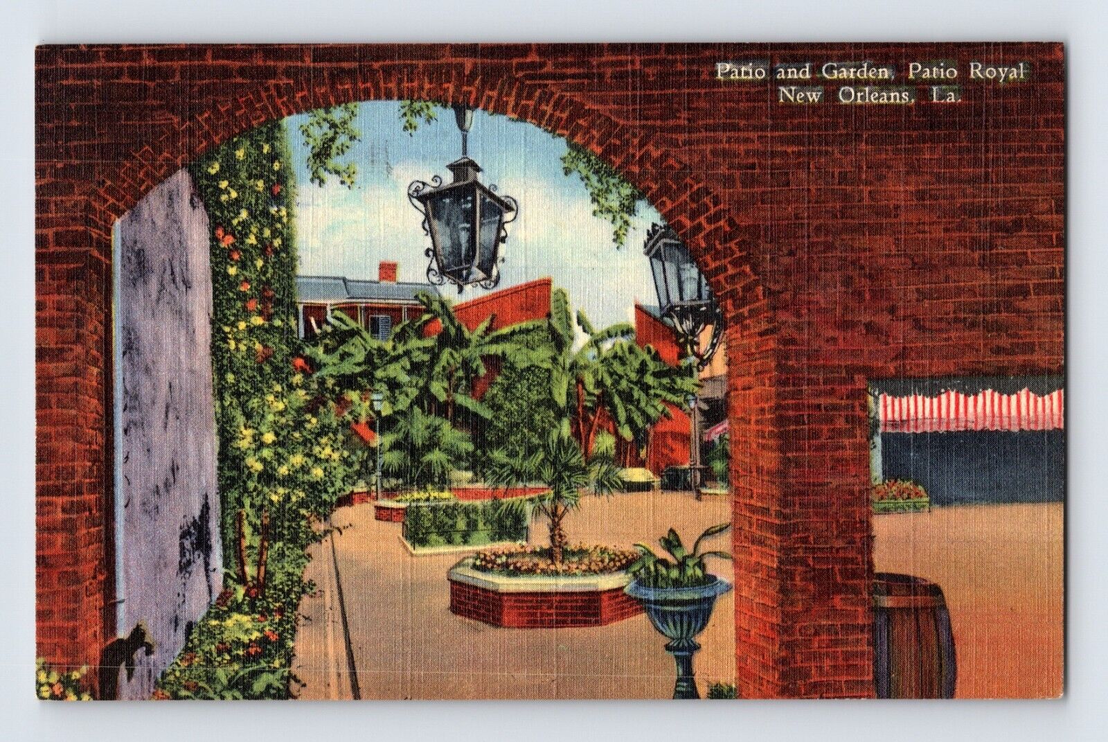 Postcard Louisiana New Orleans LA Patio Royal Garden 1941 Linen Posted