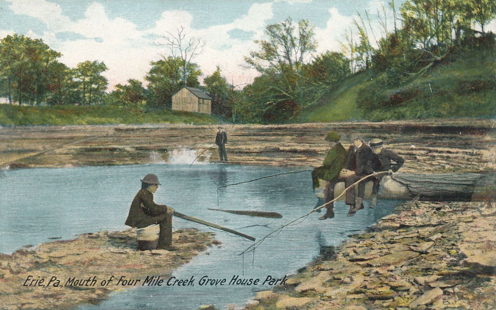 ERIE PA - Grove House Park Mouth Of Four Mile Creek Postcard - udb (pre 1908)
