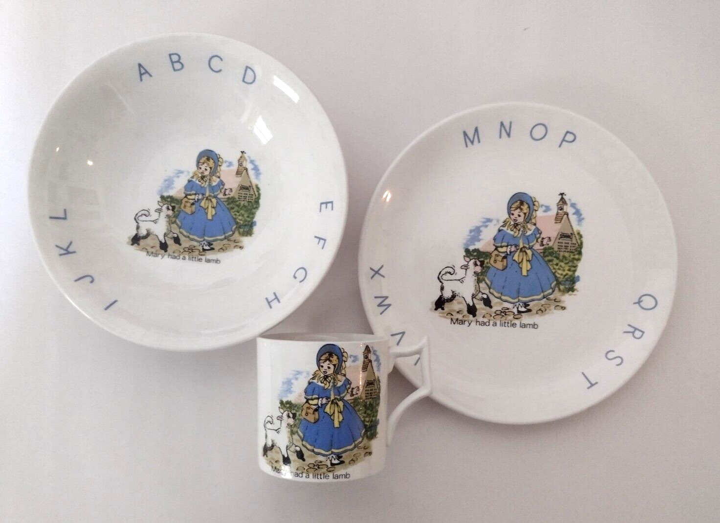 Vtg James Kent Old Foley Children's Nursery Rhyme Dishes Mary Had A Little Lamb