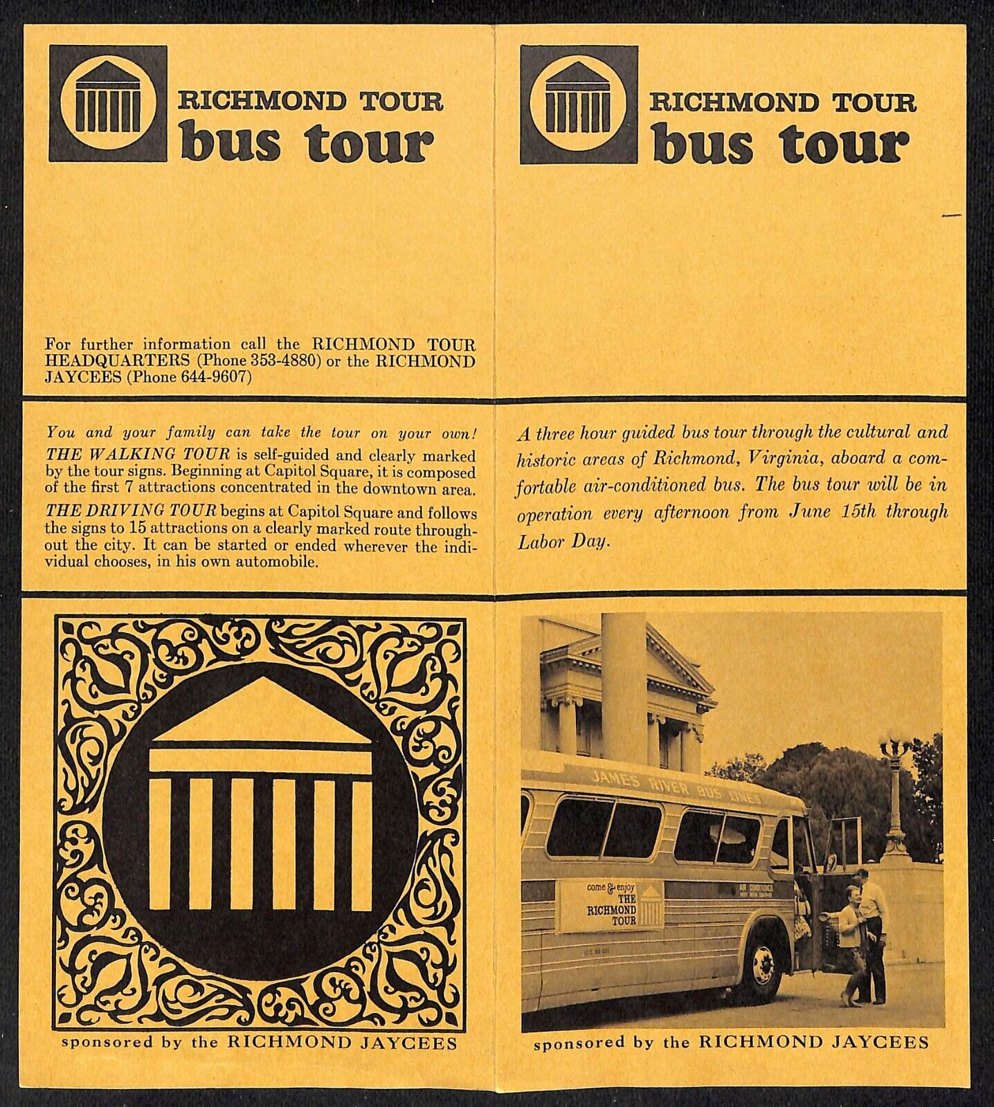 Richmond Jaycees Virginia Bus Tour c1970 Travel Brochure VGC