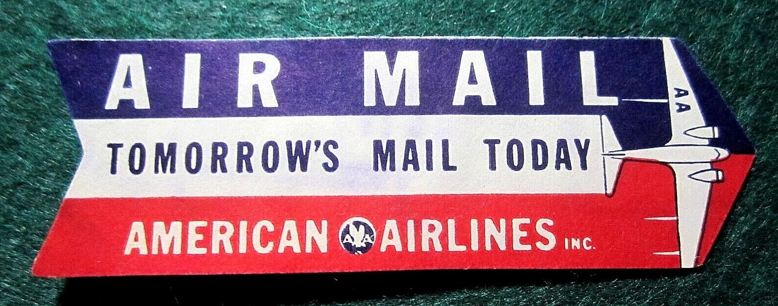 VINTAGE ~ AIR MAIL LABEL ~ AMERICAN AIRLINES ~ NO GUM BACK