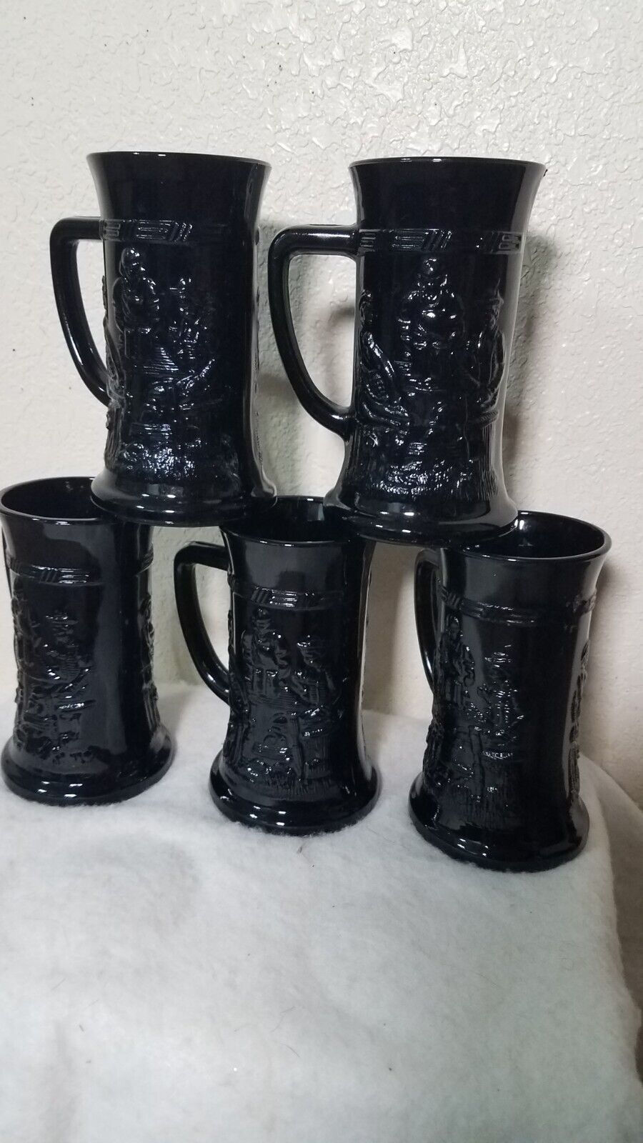 Set Of 5 Vintage Blk Tiara Indiana Glass Beer Mugs 6×3