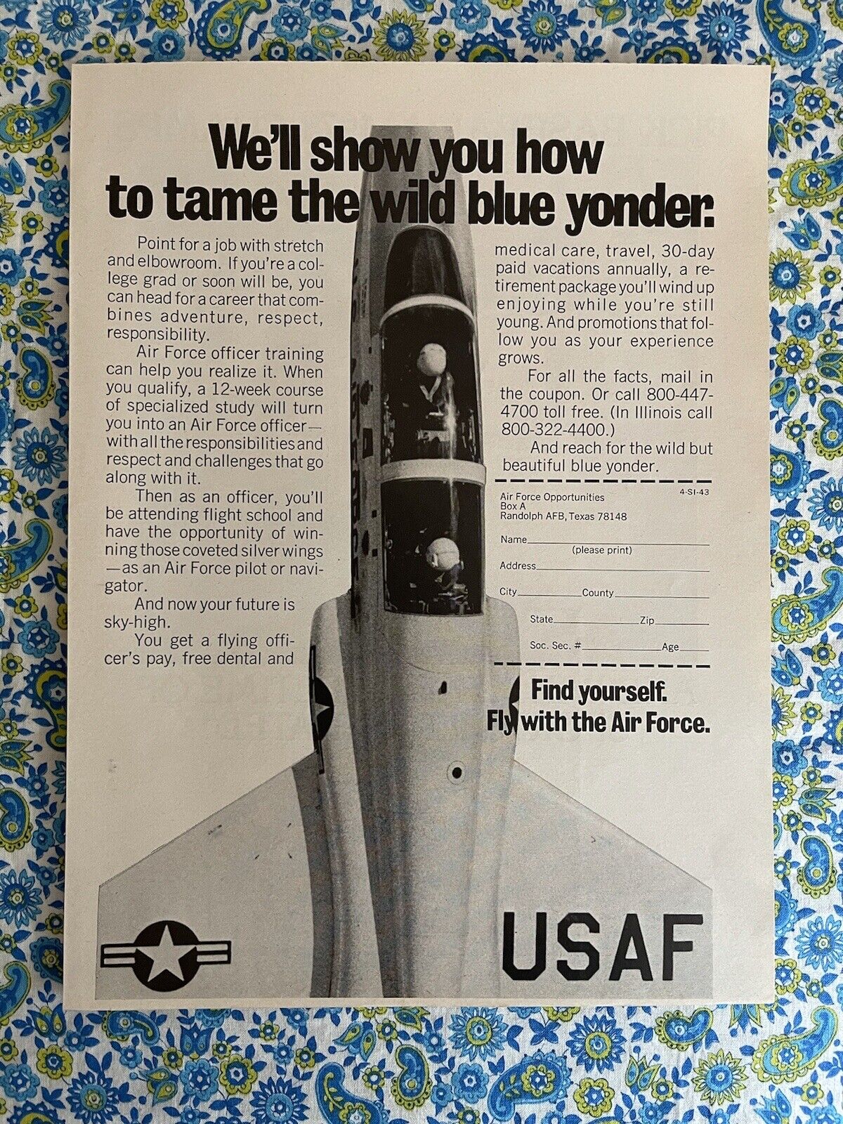 Vintage 1973 United States Air Force USAF Print Ad Recruitment