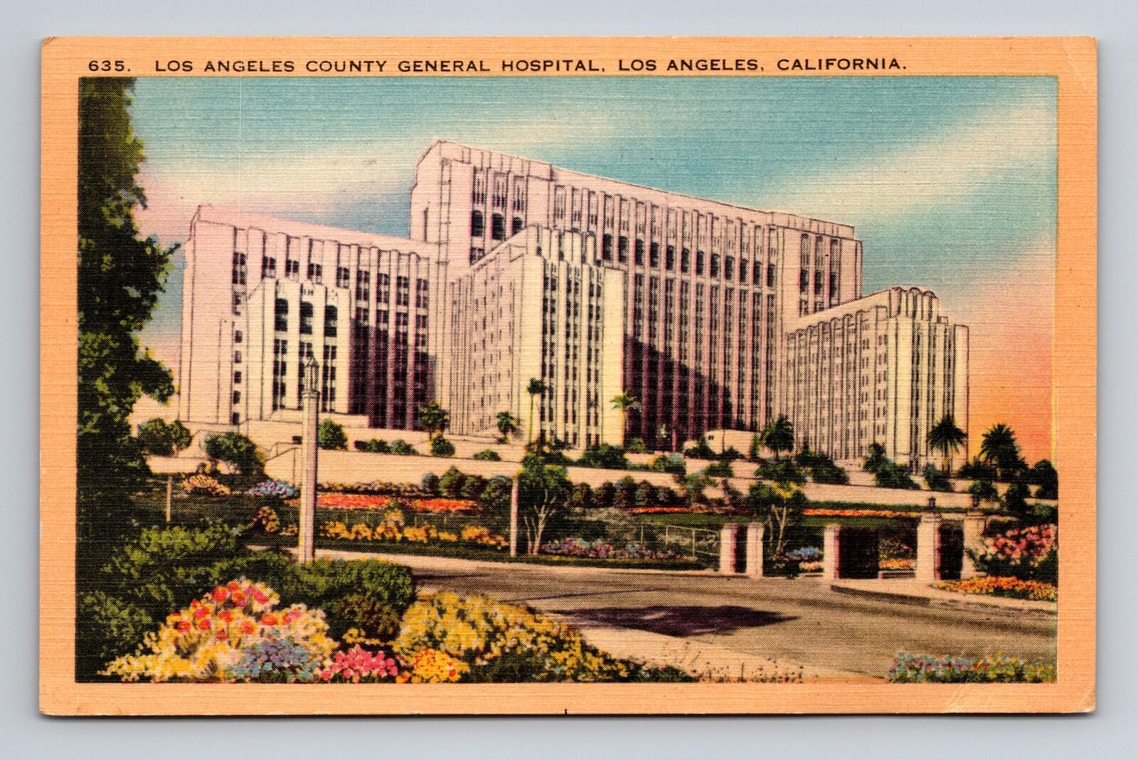 c1941 Linen Postcard Los Angeles CA California County General Hospital