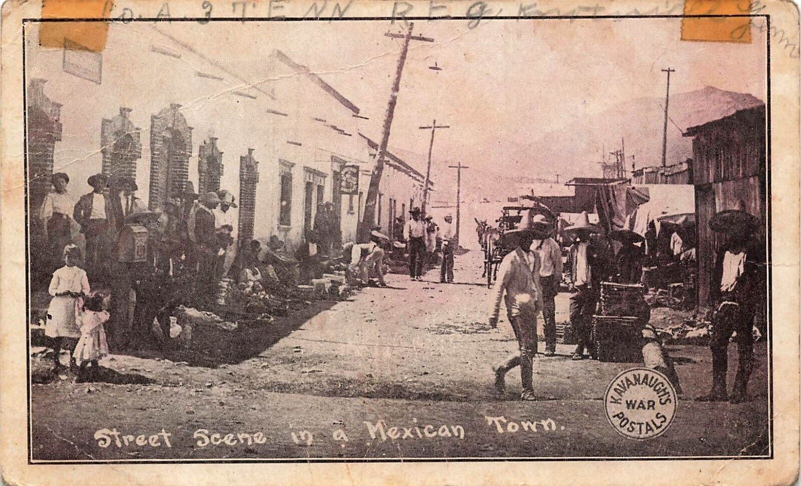 1917 MEXICO PHOTO POSTCARD: STREET SCENE IN A MEXICAN TOWN