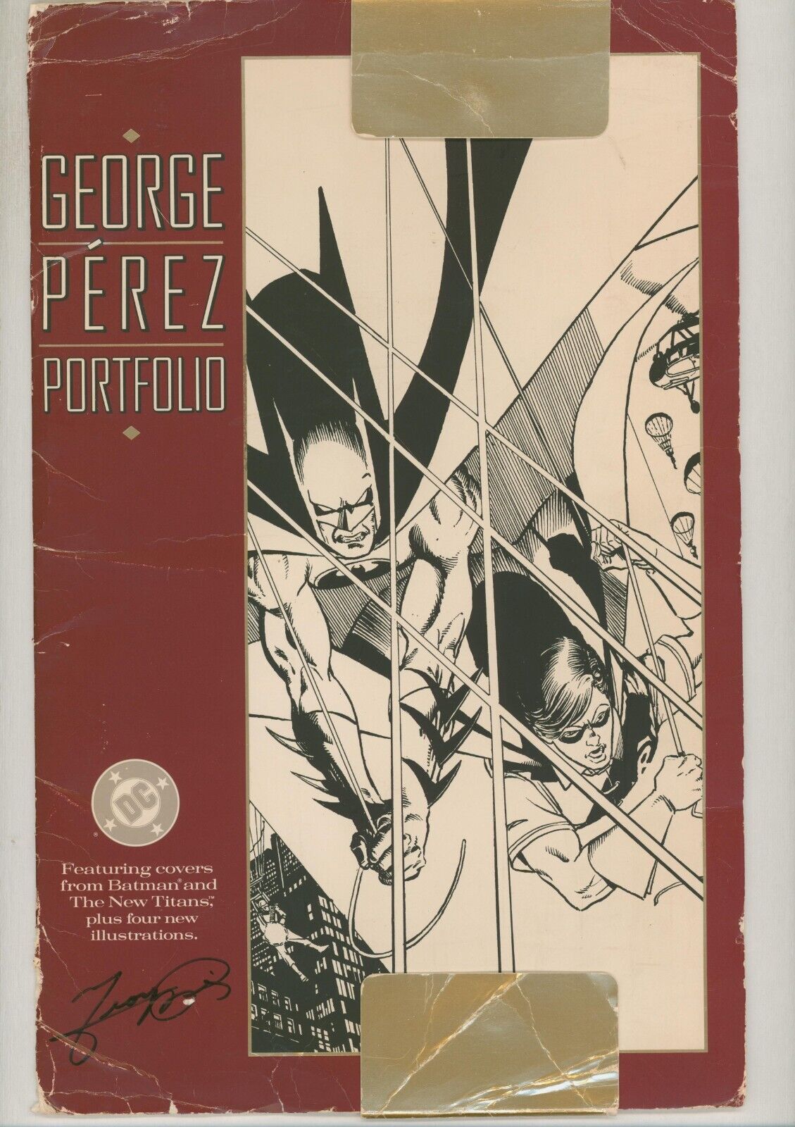 COVER ONLY George Perez SIGNED Batman Portfolio / WB Exclusive Version