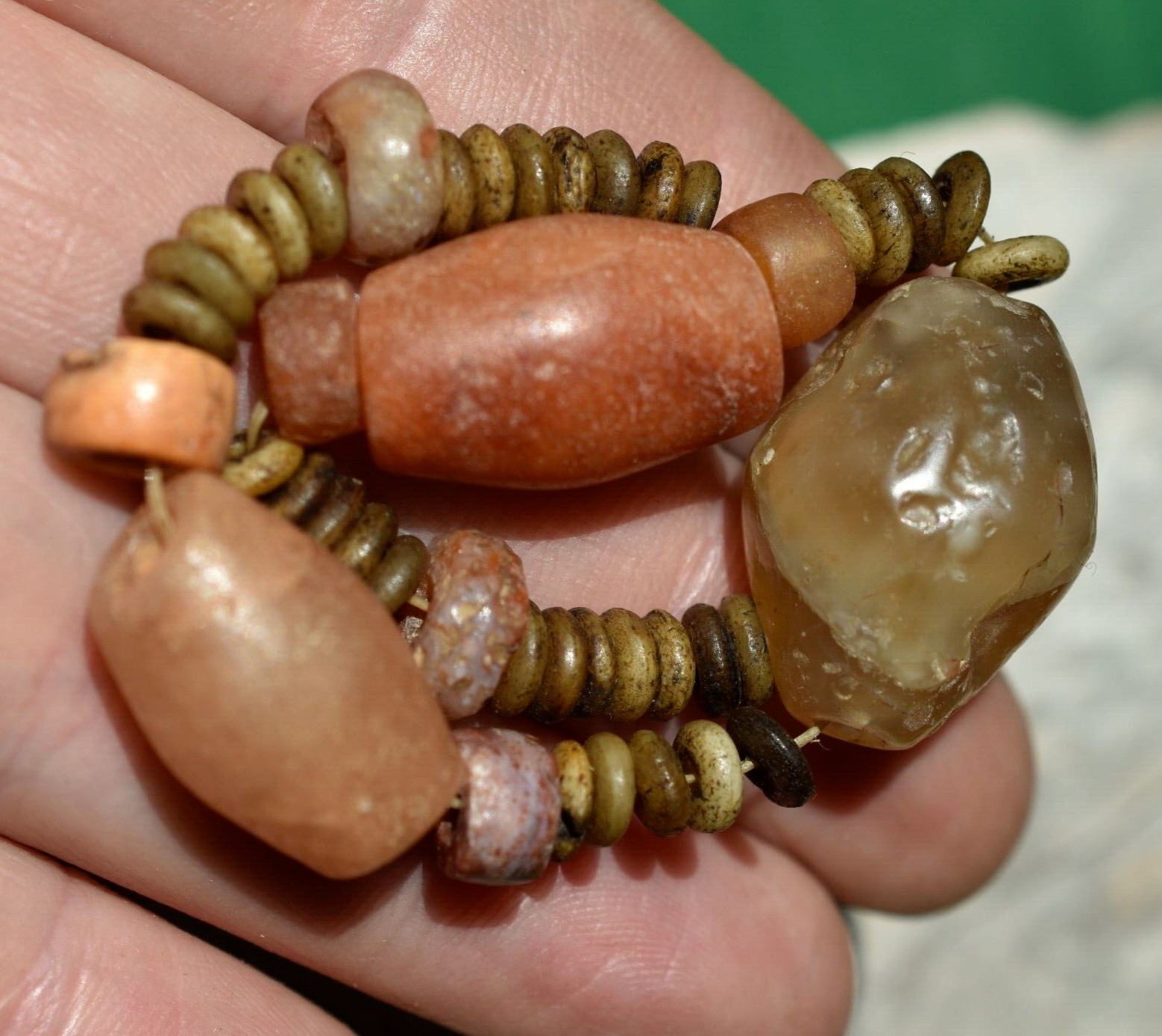 Ancient Agate Stone Excavated Djenne Dig & Antique Bone Tribally Used Beads Mali