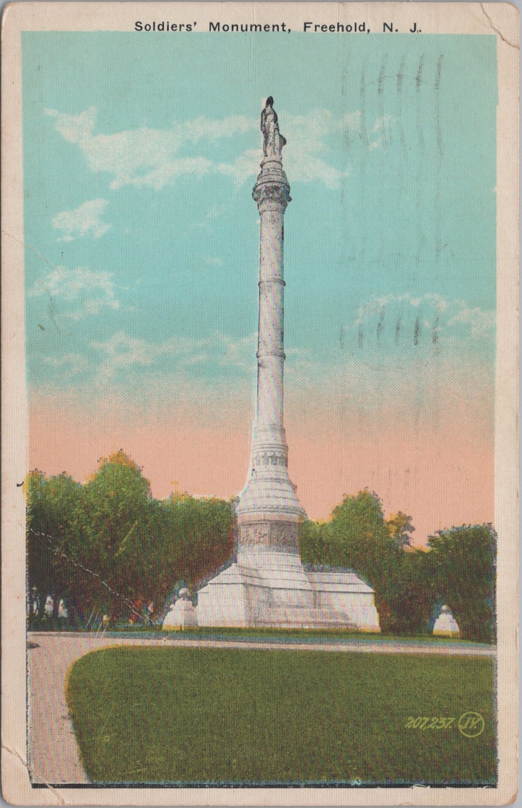 Soldiers\' Monument, Freehold New Jersey Freehold NJ 1927 Postcard