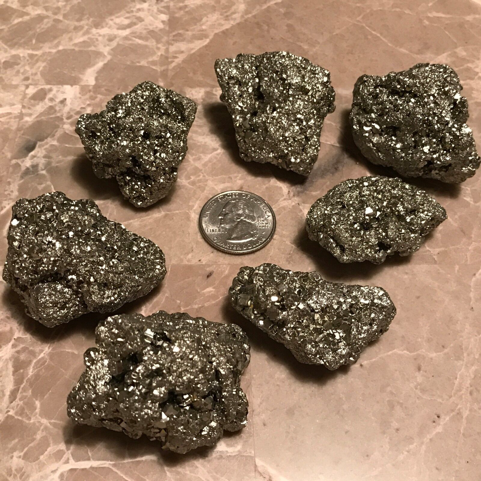 (1) POUND NATURAL RHOMBIC PYRITE CRYSTAL CLUSTERS - VERY HIGH END - Large