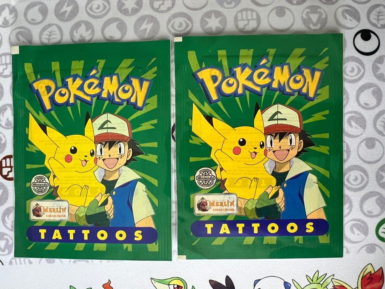 x2 Vintage 1999 Pokémon Tattoos Topps/Nintendo New Sealed Packs