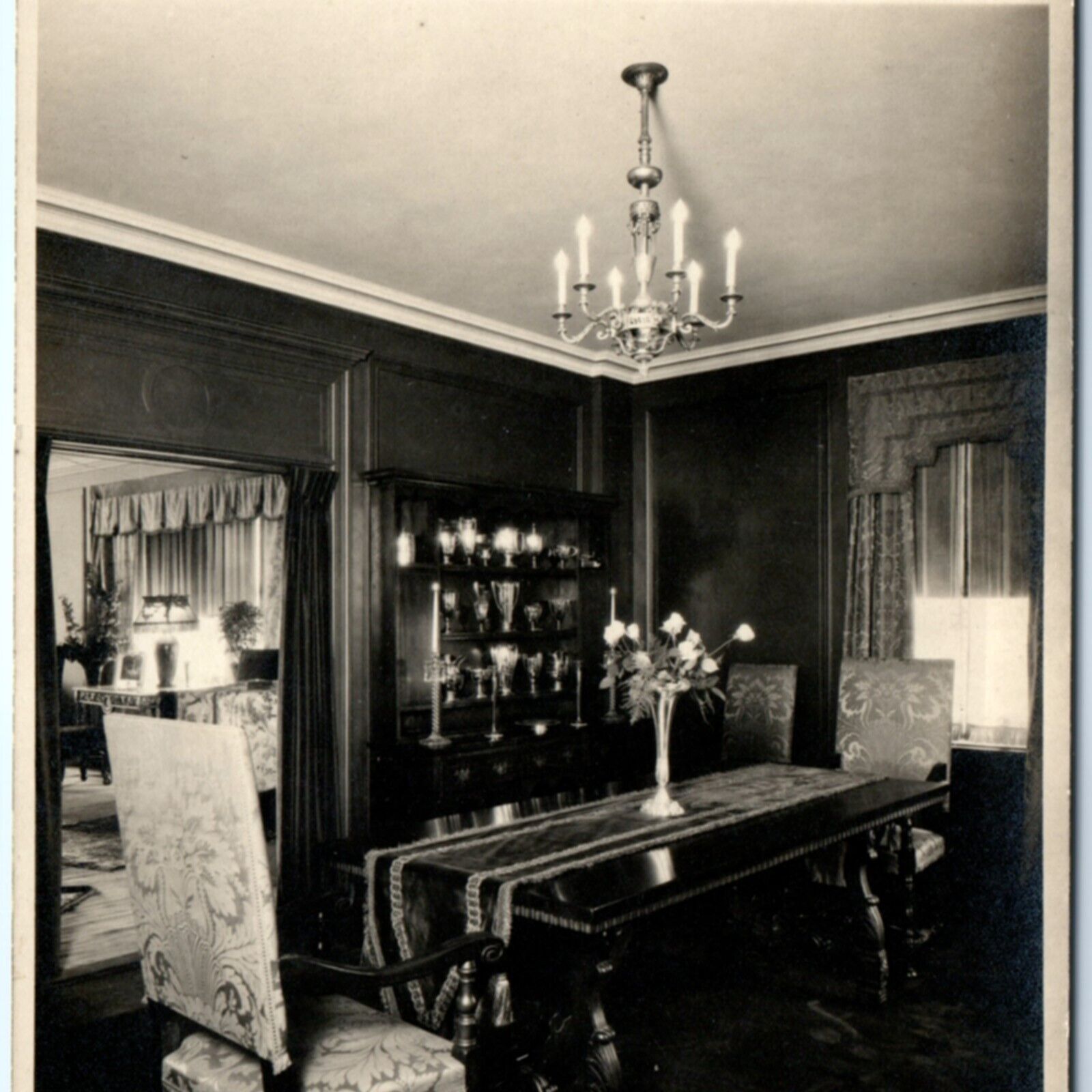 c1910s Fancy Victorian Wood House Interior RPPC Dining Room Real Photo PC A134
