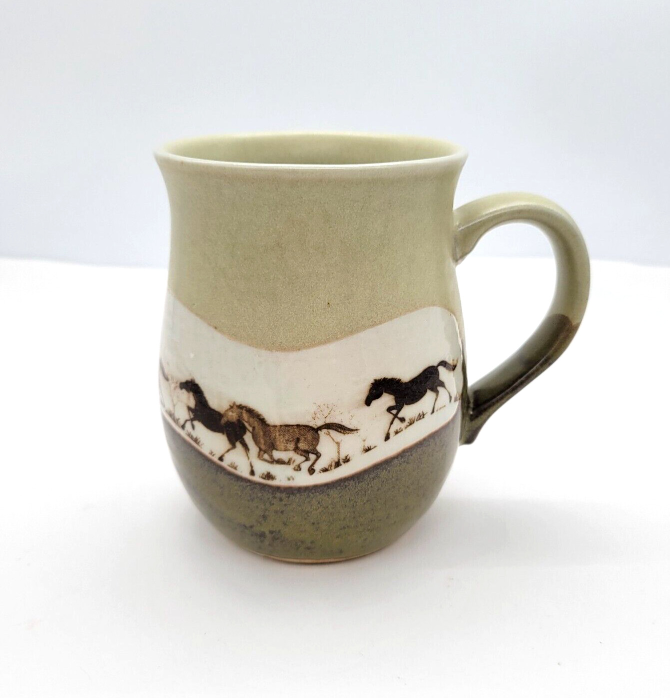 Vintage Otagiri Running Horses Pottery Mug Japan