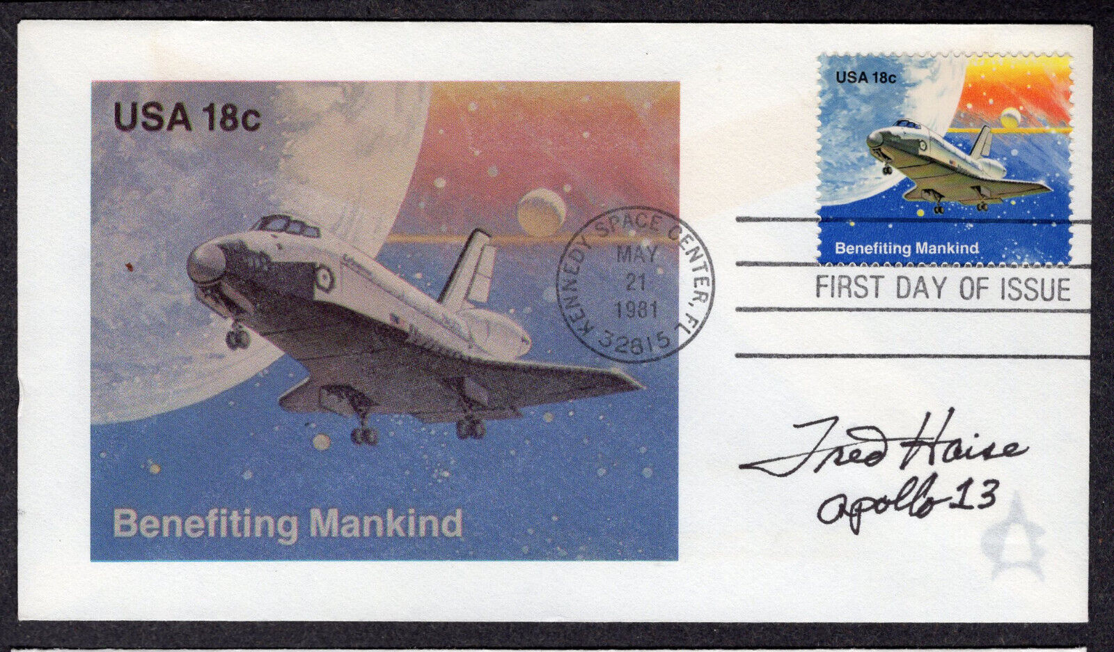 Apollo 13 Astronaut FRED HAISE Autograph on 1981 Andrews FDC NR648