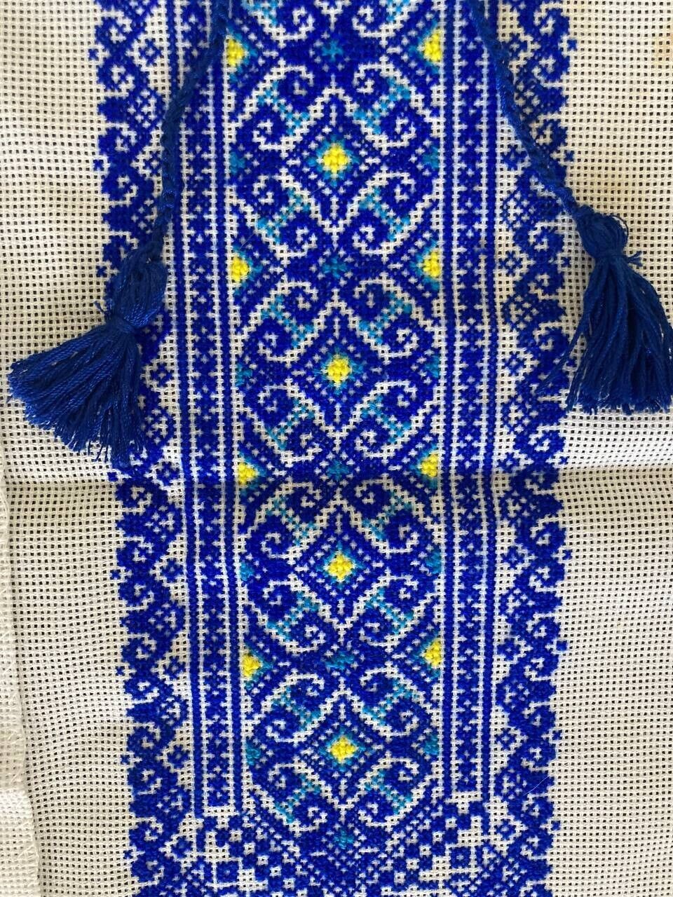 DIY Ukrainian hand Embroidered Men\'s Shirt Kit Blue Embroidery vyshyvanka inset