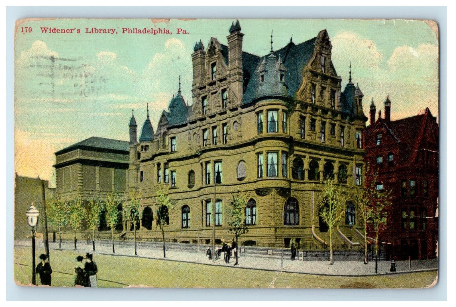 1911 Widener\'s Library Building Philadelphia Pennsylvania PA Antique Postcard