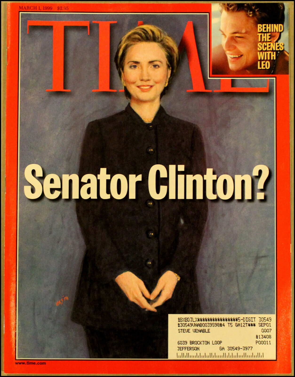 3/1/1999 Time Magazine Senator Hillary Clinton Leonardo DiCaprio