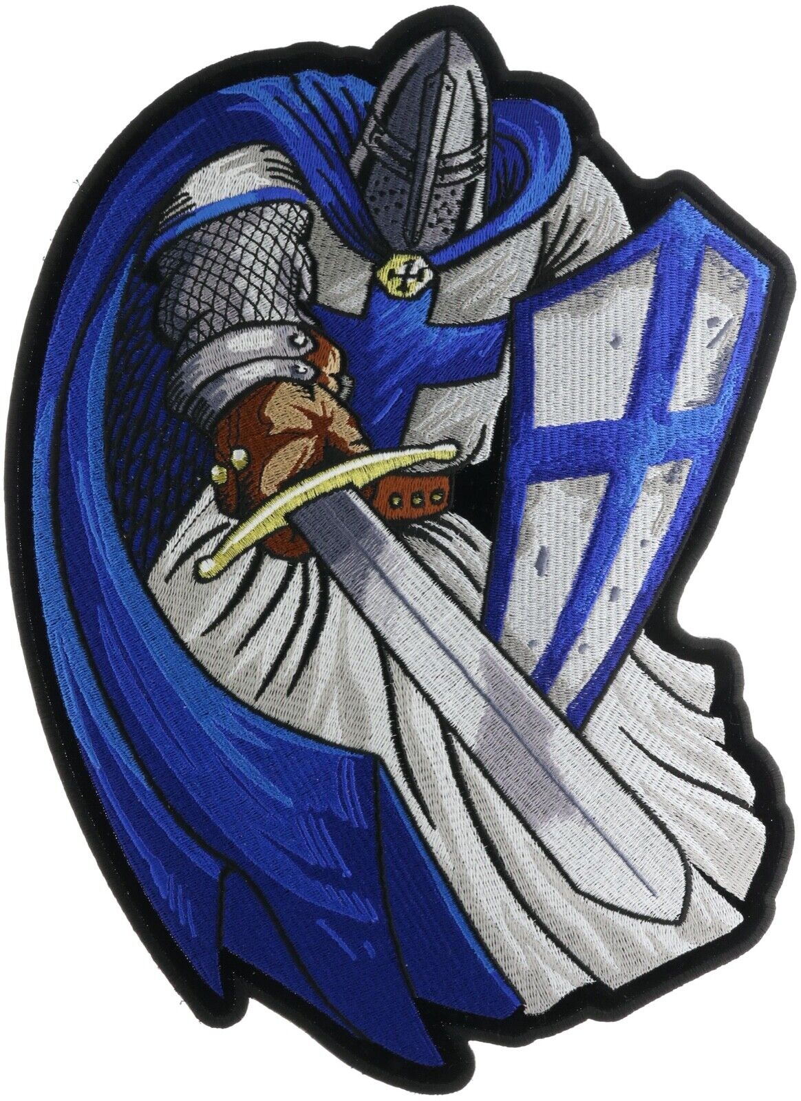 Blue Knight Crusader Sword Helmet Shield 12 Inch Back Patch IV6361 LD1