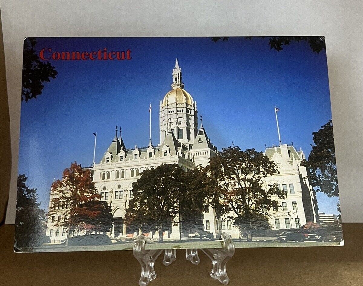 Postcard CT Hartford Connecticut State Capitol Building Automobile Bushnell Park
