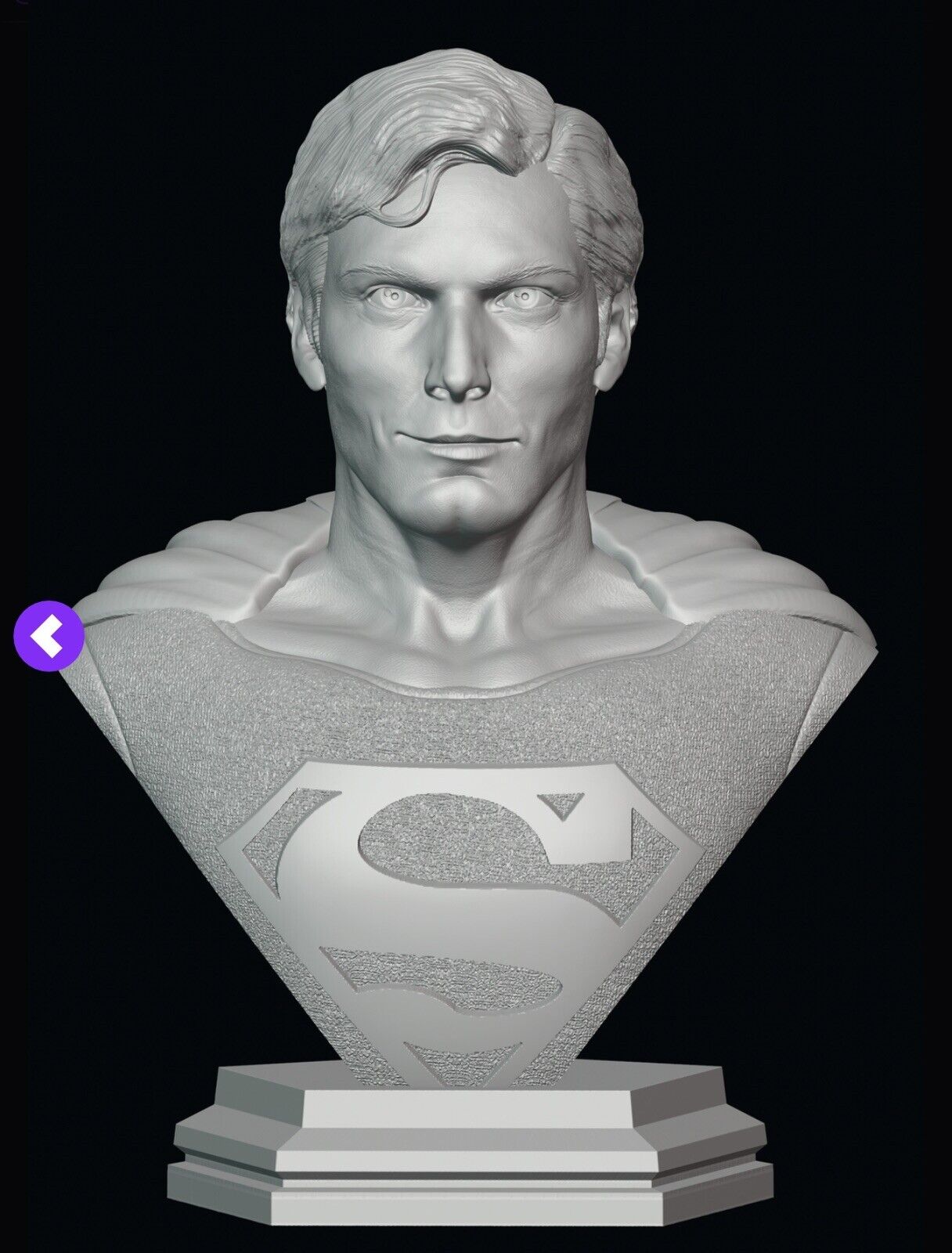 Christopher Reeves Superman Bust Skin Color 3D Print 241mm Tall 
