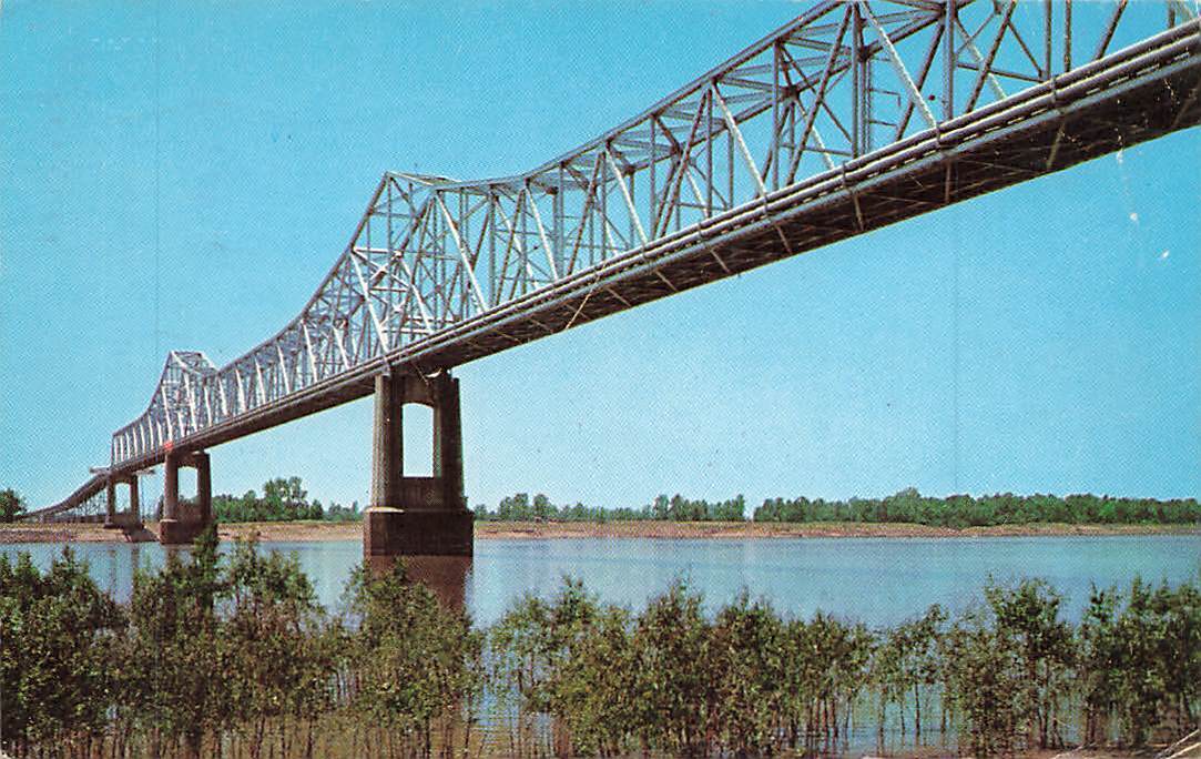 c1950s Toll Free Bridge US Highway 82 Mississippi River Greenville MS P410