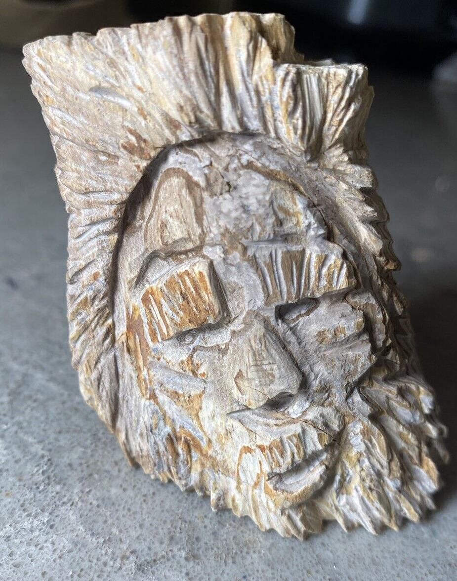 Petrified Wood Carved Primitive Spirit Display Specimen From Oregon's Mt. Hood