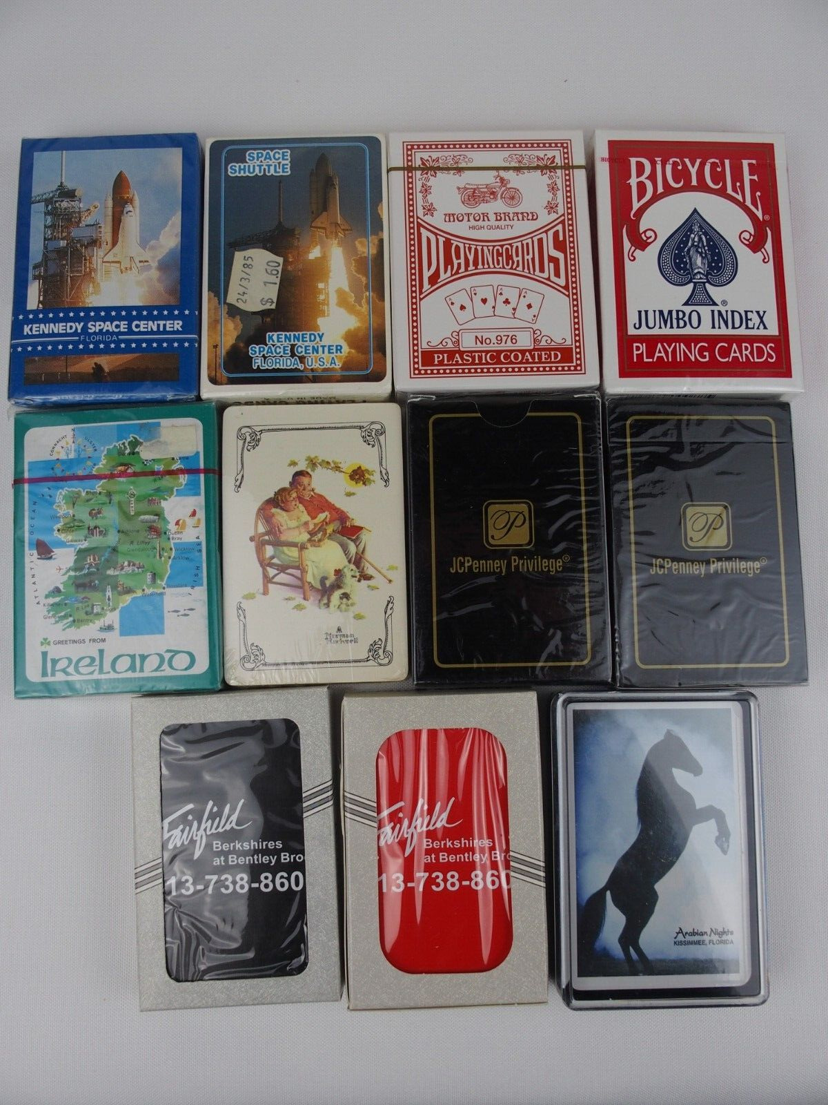 Lot of 11 Playing Cards Deck Bicycle Motor Florida Bentley JC Penney Rockwell