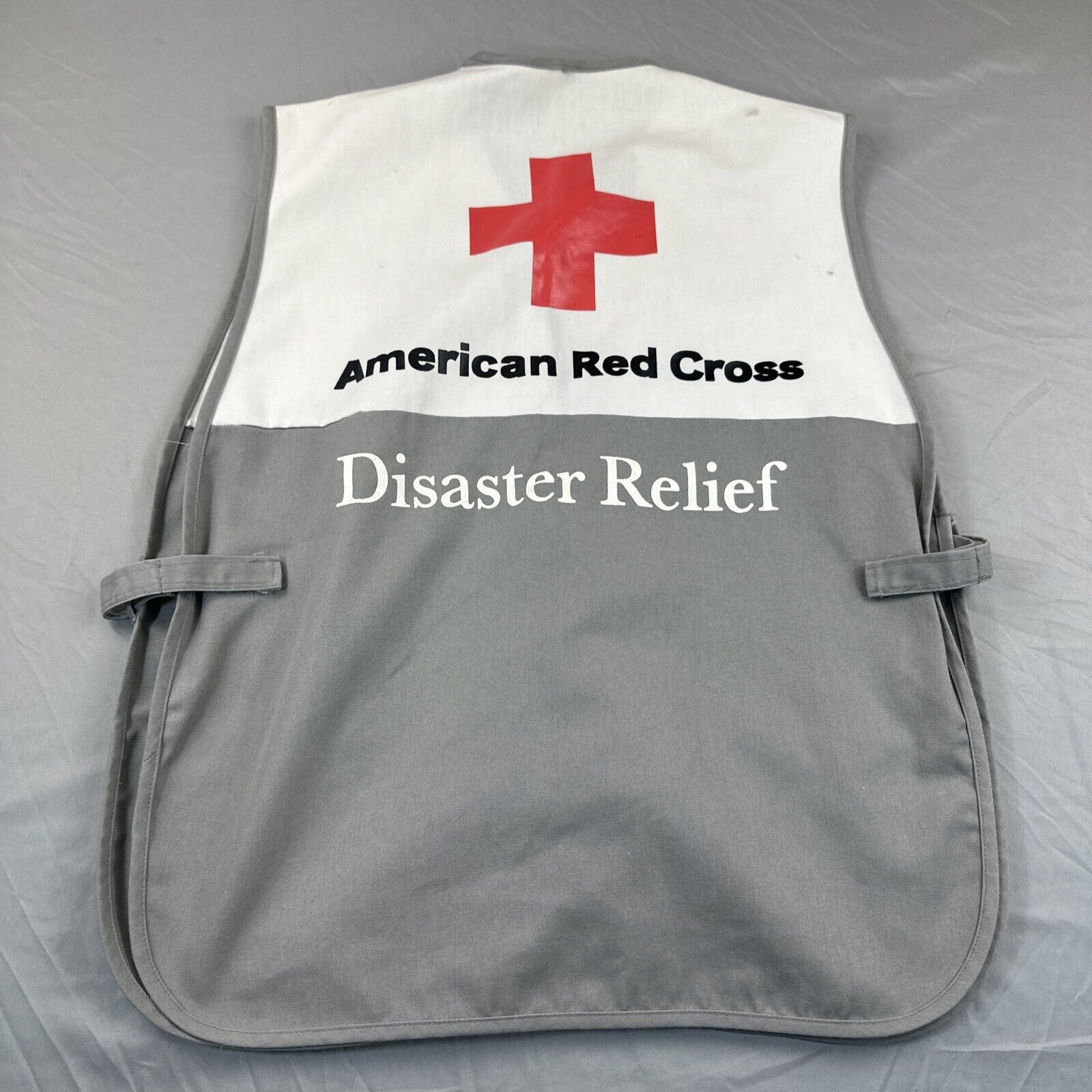 Vintage American Red Cross Disaster Relief Vest W/ Pockets Osfa Gray White