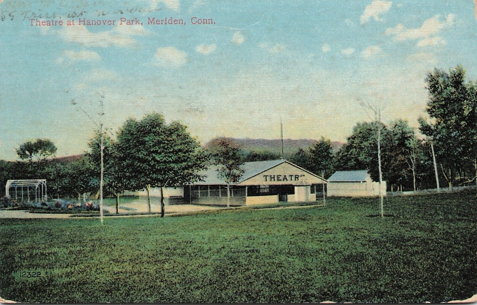 Theater At Hanover Park End Of Trolley Line Meriden Connecticut 1910 Postcard