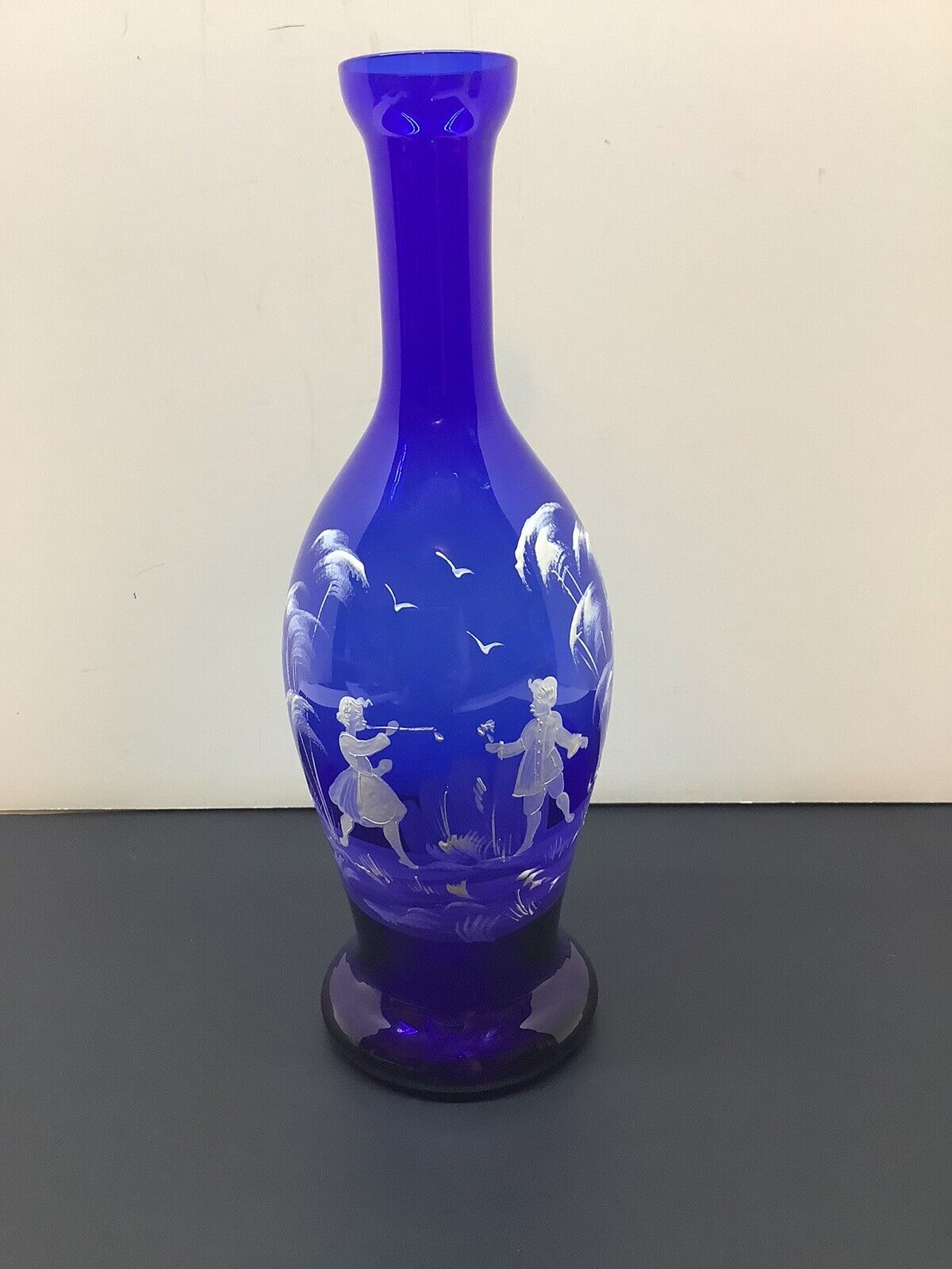 RARE Mary Gregory Murano Italy Cobalt Blue Vase W/ Sticker 10” EUC